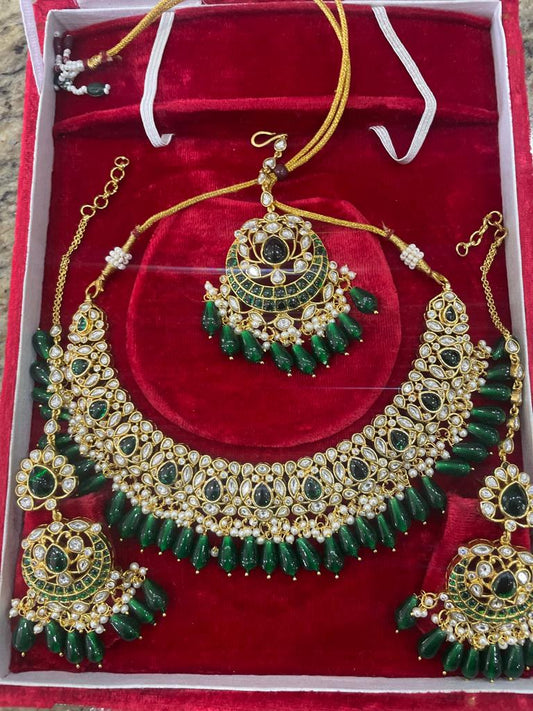 Emerald Kundan Tikka set