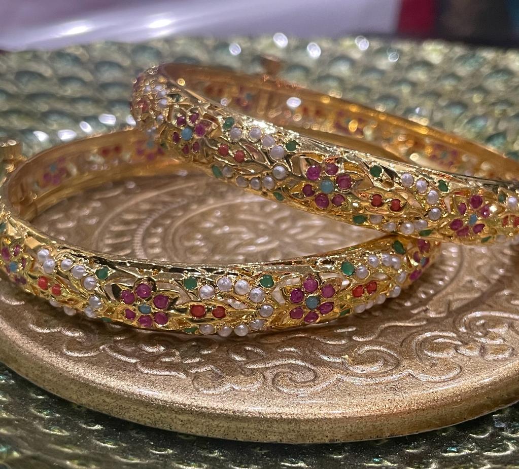 Multi Colour Gold Plated Bangles