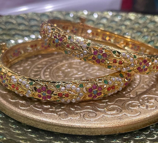 Multi Colour Gold Plated Bangles