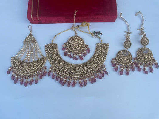 Next to real Antique Tikka and Passa Set| Ruby colour