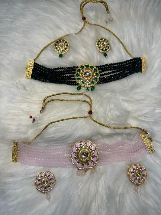 Kundan Minakari  Choker Set With Studs